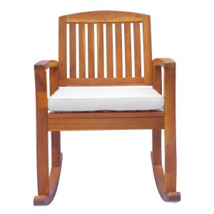 Outsunny Rocking Chair, Acacia Hardwood-Teak Colour, Cream/White