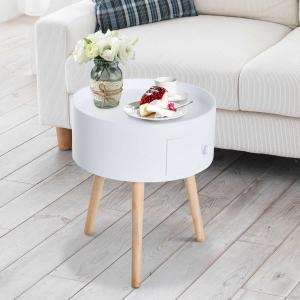 HOMCOM Round Coffee Table, 38 x 45H cm-White