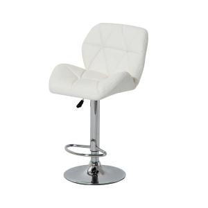 HOMCOM PU Leather Rhombus Design Bar Stool with Adjustable Height - White