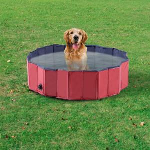 Pawhut Φ160 x 30H cm Pet Swimming Pool - Red/Dark Blue PVC