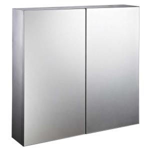 HOMCOM Stainless Steel Double Doors Bathroom Mirror Cabinet, 60x55x12 cm