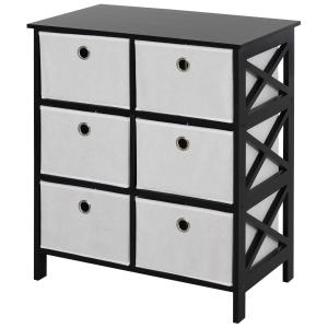 HOMCOM Non-Woven Fabric 6-Drawer MDF Bedroom Cabinet Black