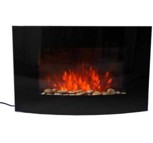 HOMCOM LED Curved Glass Electric Wall Mounted Fire Place, 1000/2000W