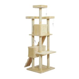 PawHut Cat Tree Scratching Post 27L×27W×28.5H cm-Beige