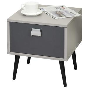 HOMCOM MDF 1-Drawer Bedside Table Grey