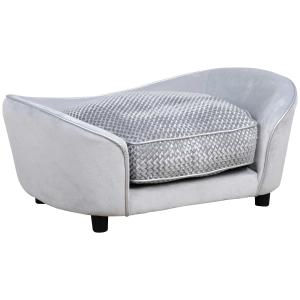 PawHut Pet Sofa Small Sized Dog Sponge Cushioned Soft Plush Bed Lounge Gray
