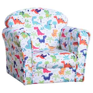HOMCOM Kids Armchairs Children Sofa Kids Sofa Flannel Cartoon Dinosaur Pattern Kids Mini Sofa Children Armchair