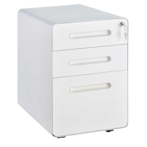 Vinsetto Steel 3-Drawer Curved Filing Cabinet w/ Lock White