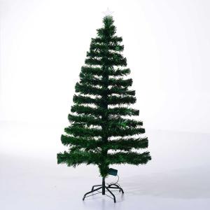 HOMCOM 1.5m Pre-Lit Fiber Optic Christmas Tree Artificial Holiday Sturdy Metal Base