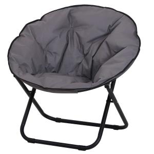 Outsunny Folding Saucer Moon Chair, 80Lx80Wx75H cm, Metal Frame, 600D Oxford Cloth-Grey