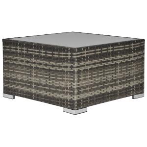 Outsunny Patio Wicker Coffee Table w/ Glass Top Furniture Suitable for Garden Backyard