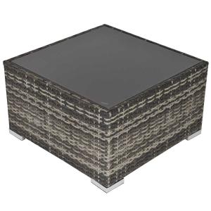 Outsunny Patio Wicker Coffee Table w/ Glass Top Furniture Suitable for Garden Backyard