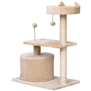 PawHut 81cm Mult-level Cat Tree Scratcher Kittiy Condo Activity Center House, Beige