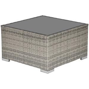 Outsunny Patio Wicker Coffee Table w/ Glass Top Furniture Suitable for Garden Backyard