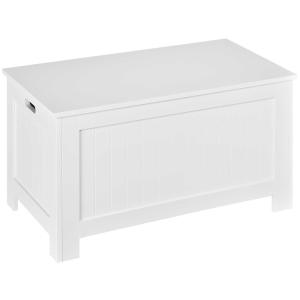 HOMCOM Lift Top Storage Chest Toy Box Organizer with Lid and Safety Hinges for Bedroom Entryway Living Room - White