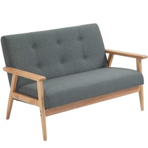 HOMCOM Modern Fabric Upholstery Seat Sofa Tufted 2/3-Seat Couch with Rubberwood Legs