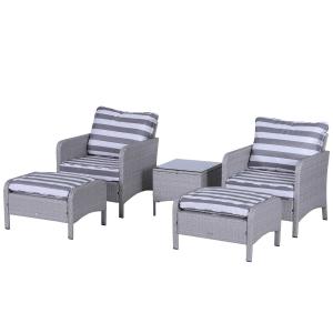 Outsunny 5-Piece PE Rattan Outdoor Garden Furniture Set Light Grey