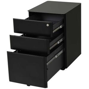 Vinsetto drawer office 3 drawer file cabinet Metal 3-Drawer Filing Cabinet w/ Lock Black
