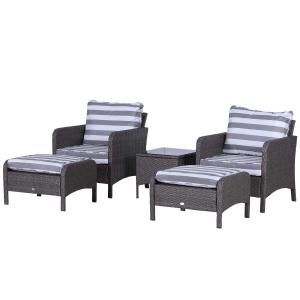 Outsunny 5-Piece PE Rattan Outdoor Garden Furniture Set Dark Grey