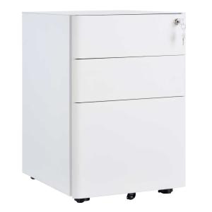 Vinsetto Metal 3-Drawer Filing Cabinet w/ Lock White