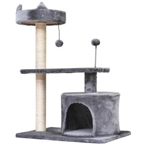 PawHut 81cm Mult-level Cat Tree Scratcher Kittiy Condo Activity Center House, Grey