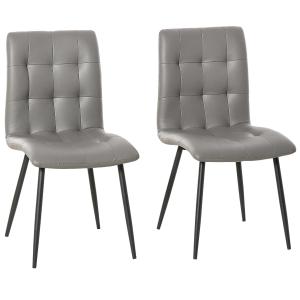 HOMCOM Set of 2 Dining Chairs Upholstered High Back PU Leather Seat with Metal Legs