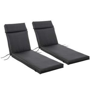 Outsunny Set of 2 Cushion for Sun Lounger Non-Slip Seat Pads for Indoor Outdoor Black