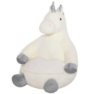 HOMCOM Pluche kinderfauteuil knuffel speelgoed kinderstoel eenhoorn voor kinderkamer 59 x 58 x 68 cm