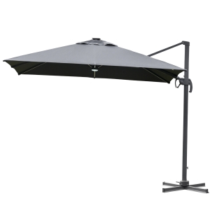 Outsunny Parasol 3x3m zweefparasol alu roma scherm met zonne-energie LED-verlichting neigbaar