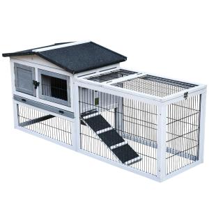 Konijnenhok konijnenkooi gecombineerd verblijf voor kleine huisdieren konijnenvilla lichtgrijs