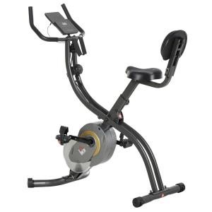 HOMCOM hometrainer, 2-in-1 fietstrainer, 6 kg vliegwiel hometrainer met instelbare magnetische weerstand in 16 niveaus en 1 paar spankoorden, staal, zwart, 51 x 97 x 115 cm