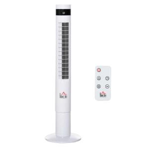 HOMCOM Torenventilator met afstandsbediening 85° oscillerend 110 cm staande ventilator 50 W.