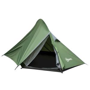 Outsunny Tent voor 2 personen kampeertent met haringen polyester glasvezel donkergroen