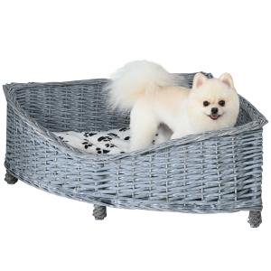 PawHut Hondenbed hondenbank kattenbank zachte hoes kat bank wilg pluche