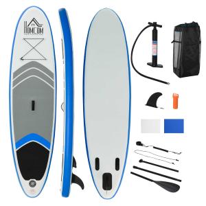 HOMCOM Opblaasbare surfplank met peddels antislip stand up board PVC EVA