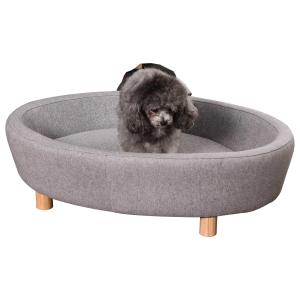 PawHut Huisdierenbank hondenmand middelgrote honden katten ovaal grijs