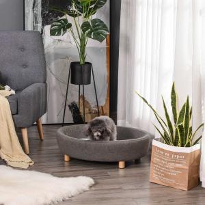 Huisdierenbank hondenbank middelgrote honden katten ovaal donkergrijs