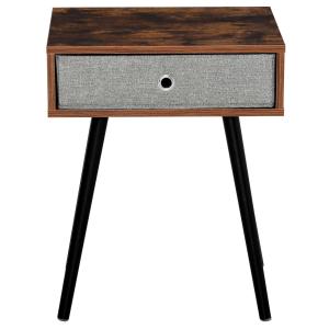 HOMCOM Retro Side Table End Table Nightstand with Removable Fabric Drawer Living Room