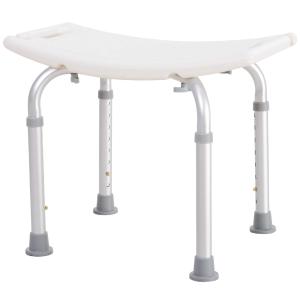 HOMCOM Plastic Non-Slip Portable Bathroom Stool White