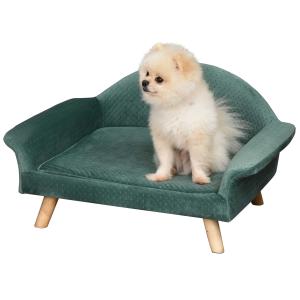 PawHut Hondenbank hondensofa kattensofa Hollands fluweel modern lichtgroen