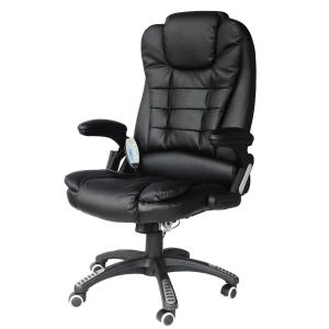 HOMCOM PU Leather Office W/Massage Function, High Back-Black