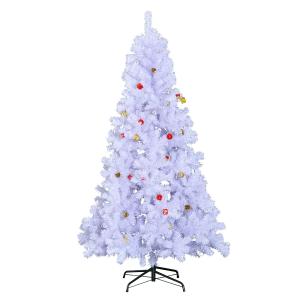 HOMCOM Kerstboom kerstboom kerstboom 150 / 180 cm PVC 680 punten incl. decoratie wit