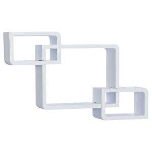 HOMCOM Wandstelling hangende stelling met 3 vakken kubus stelling opbergruimte MDF 2 kleuren