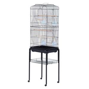 PawHut 153cm Metal Bird Cage W/Removable Wheels Stand-Black