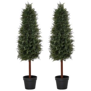 Outsunny Set of 2 Artificial Pine Trees Fake Ceder Plant Potted Home Office Décor, 120cm