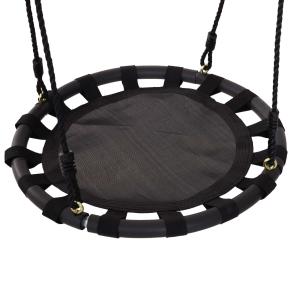 HOMCOM 60cm Kids Hanging Tree Swing Nest Seat Metal Frame Backyard Playground Black
