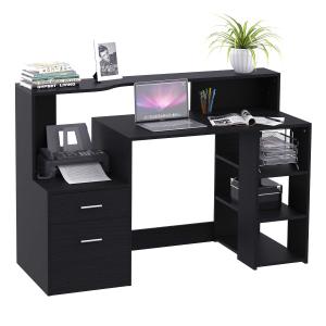 HOMCOM Bureautafel met tafelblad voor printer schuiflade MDF metaal