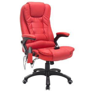 HOMCOM PU Leather Office W/Massage Function, High Back-Red