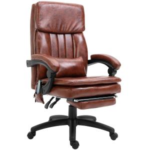 Vinsetto Faux Leather Adjustable Heated & Massaging Office Chair w/ Lumbar and Leg Support