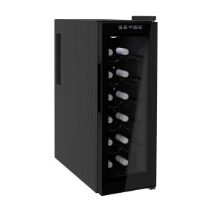HOMCOM 12-Bottle Tempered Glass Mini Bar Cooler w/ LED Light Black